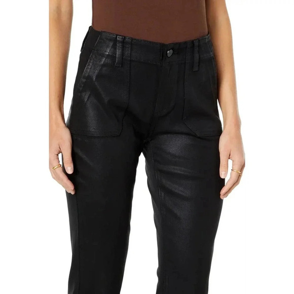NWT $259 Paige Mayslie Straight Ankle Jean in Black Fog Luxe Coating - Black - Picture 3 of 12